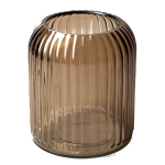 Bloemenvaas - striped licht/transparant glas - H13 x D11 cm - Vazen - Bruin