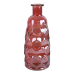 Countryfield Art Deco bloemenvaas - donker transparant - glas - fles vorm - D12 x H30 cm - Vazen - Roze