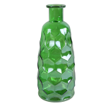 Countryfield Art Deco bloemenvaas transparant - glas - fles vorm - D12 x H30 cm - Vazen - Groen