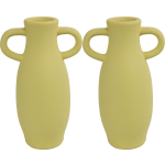 Countryfield 2x Stuks Decoratie Amphora kruik of vaas terracotta - D12 x H20 cm - Vazen - Geel