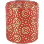 Countryfield Luxe theelichthouder/kaarsenhouder/goud - glas - D7 x H8 cm - Waxinelichtjeshouders - Rood