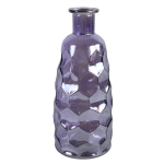 Countryfield Art Deco bloemenvaas transparant - glas - fles vorm - D12 x H30 cm - Vazen - Paars