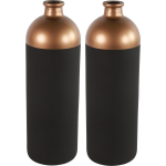 Countryfield Bloemen/deco vaas - 2x/koper - glas - luxe fles vorm - D13 x H41 cm - Vazen - Zwart
