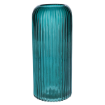 Bellatio Design Bloemenvaas - petrol - transparant glas - D9 x H20 cm - Vazen - Grijs