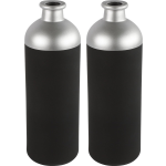 Countryfield Bloemen/deco vaas - 2x/zilver - glas - luxe fles vorm - D11 x H33 cm - Vazen - Zwart