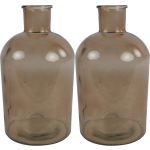 Countryfield 2x Stuks Vaas - licht glas - Apotheker fles - D14 x H27 cm - Vazen - Bruin