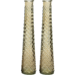 Decoris 2x stuks vazen/bloemenvazen gerecycled glas - D7 x H32 cm - licht - Vazen - Bruin