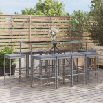 vidaXL 11-delige Tuinbarset met kussens poly rattan - Grijs