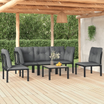 vidaXL 6-delige Loungeset poly rattan en grijs - Negro