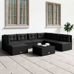 vidaXL 7-delige Loungeset met kussens poly rattan - Zwart