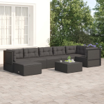 vidaXL 7-delige Loungeset met kussens poly rattan - Zwart