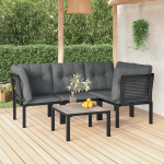 vidaXL 5-delige Loungeset poly rattan en grijs - Negro