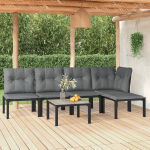 vidaXL 6-delige Loungeset poly rattan en grijs - Zwart