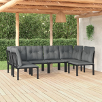 vidaXL 6-delige Loungeset poly rattan en grijs - Zwart