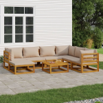 vidaXL 8-delige Loungeset met kussens massief hout taupe - Bruin