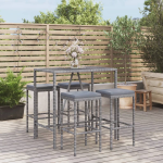 vidaXL 5-delige Tuinbarset met kussens poly rattan - Grijs