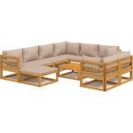 vidaXL 10-delige Loungeset met kussens massief hout taupe - Bruin