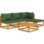 vidaXL 5-delige Loungeset met groene kussens massief hout - Bruin