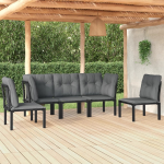 vidaXL 5-delige Loungeset poly rattan en grijs - Zwart