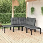 vidaXL 5-delige Loungeset poly rattan en grijs - Zwart