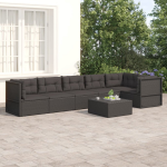 vidaXL 6-delige Loungeset met kussens poly rattan - Zwart