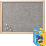 Zeller Prikbord incl. 25x punaises gekleurd - textiel - 30 x 40 cm - licht - Prikborden - Grijs