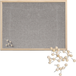 Zeller Prikbord incl. 30x punaises - textiel - 40 x 60 cm - licht - hout - Prikborden - Grijs