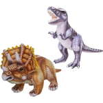 Speelgoed set van 2x pluche dino knuffels T-Rex en Triceratops van 30 cm - Knuffeldier