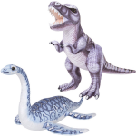 Speelgoed set van 2x pluche dino knuffels T-Rex en Plesiosaurus van 30 cm - Knuffeldier