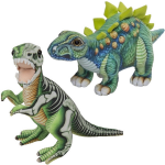 Speelgoed set van 2x pluche dino knuffels T-Rex en Stegosaurus van 30 cm - Knuffeldier