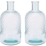 H&S collection Bloemenvaas Salerno - 2x - Gerecycled glas - transparant - D12 x H23 cm - Vazen