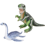 Speelgoed set van 2x pluche dino knuffels T-Rex en Plesiosaurus van 30 cm - Knuffeldier