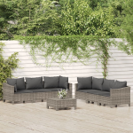 vidaXL 7-delige Loungeset met kussens poly rattan - Grijs