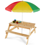 Plum Picknicktafel voor kinderen met parasol - Hout - Naturel - Bruin