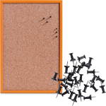 Zeller Prikbord incl. 25x punaises zwart - 40 x 60 cm kurk - Prikborden - Oranje