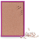 Zeller Prikbord incl. 25x punaises rose goud - 40 x 60 cm kurk - Prikborden - Paars