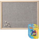 Zeller Prikbord incl. 25x punaises gekleurd - textiel - 40 x 60 cm - licht - Prikborden - Grijs