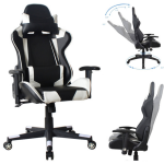 Bureaustoel racing gaming chair style uitvoering high design Thomas wit - Zwart