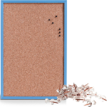 Zeller Prikbord incl. 25x punaises rose goud - 40 x 60 cm kurk - Prikborden - Blauw