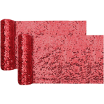 Santex Tafelloper op rol - 2x pailletten - 30 x 300 cm - polyester - Feesttafelkleden - Rood