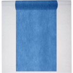 Santex Feest tafelkleed met tafelloper - op rol - wit/donker - 10 meter - Feesttafelkleden - Blauw