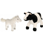 Pluche knuffel boerderijdieren set Koe en Paard van 20 cm - Knuffel boederijdieren