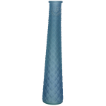 Decoris Vaas/bloemenvaas van gerecycled glas - D7 x H32 cm - mat - Vazen - Blauw