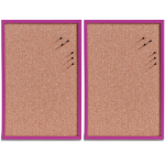 Zeller Prikbord incl. punaises - 2x - 40 x 60 cm kurk - Prikborden - Paars