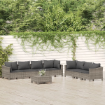 vidaXL 8-delige Loungeset met kussens poly rattan - Grijs