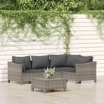 vidaXL 5-delige Loungeset met kussens poly rattan - Grijs