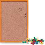 Zeller Prikbord incl. 25x punaises gekleurd - 40 x 60 cm kurk - Prikborden - Oranje