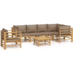 vidaXL 7-delige Loungeset met kussens bamboe taupe - Bruin