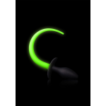 Ouch Puppy Tail Plug Glow in the Dark - Neon Groen/ - Zwart