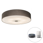 QAZQA Smart plafondlamp taupe 70 cm incl. 6 Wifi A60 - Drum Jute